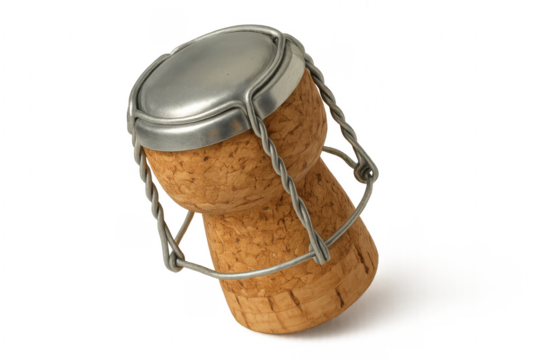 Champagne Cork with Wire Cage on Transparent Background