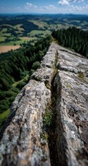 Rocky outcrop overlooking a vast green valley