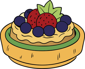 Delicious cobbler dessert with fresh berries on white background