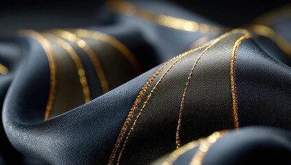Dark fabric with gold accents, luxurious texture