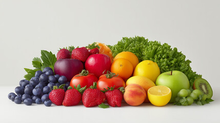 Assortment of Fresh Fruit and Vegetable for Healthy Eating Concept on White