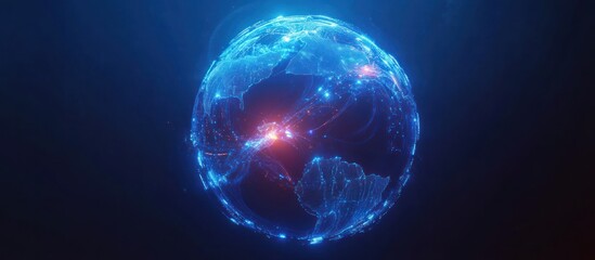 Abstract glowing earth, digital network