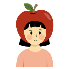 Young Girl Wearing an Apple Hat Costume
