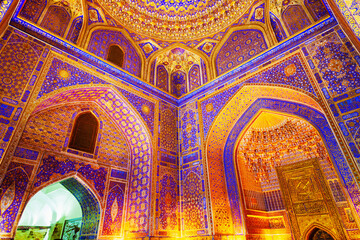 Registan mosaic pattern design background, Samarkand