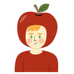 Kid Wearing an Apple Costume Character Illustration