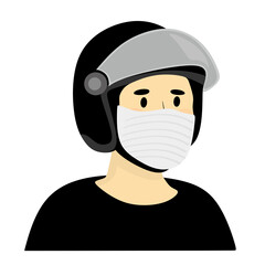 Masked Motorcyclist Illustration with Helmet and Face Covering