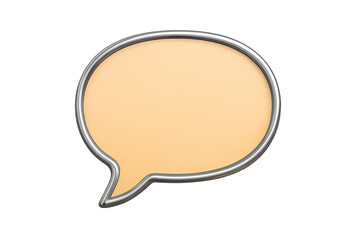Blank orange speech bubble with silver border is waiting to be filled with text on transparent background