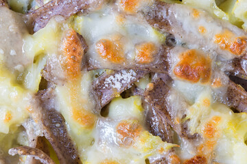 Close up of a plate of pizzoccheri. Traditional Italian pasta.  Pasta from Valtellina