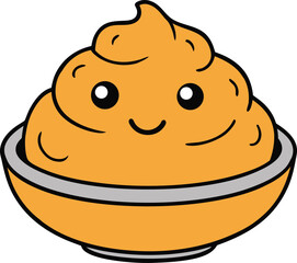 Mashed potatoes with gravy illustration on white background