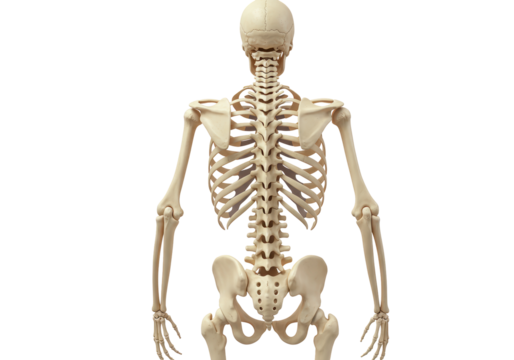 Isolated Anatomical Back View of a Human Skeleton Anatomical Model Medical Illustration
