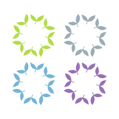 NATURAL PRODUCT LEAVES IN CIRCLE SIGN SYMBOL LOGO
