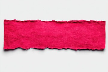 Torn strip of rough, textured magenta paper against a white background. Close-up shot