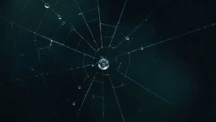 Fototapeta premium spider web with dew drops