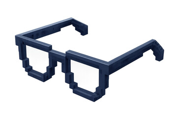 Pixelated sunglasses floating on transparent background, embodying digital culture and internet memes