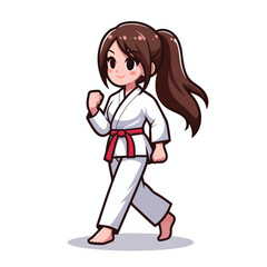 Vector image of a woman wearing a karate costume