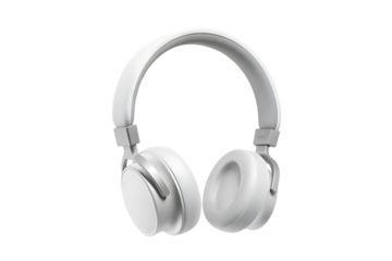 White over ear headphones on white background isolated on a transparent background