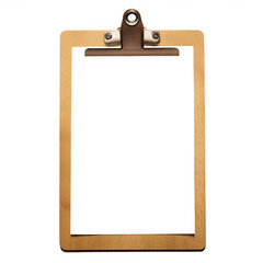 Wooden clipboard with blank white paper isolated on a transparent background image 1