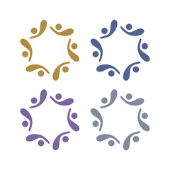 PEOPLE TEAM COLORFUL SIGN SYMBOL LOGO VECTOR
