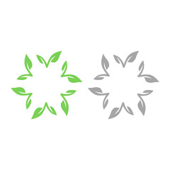 Obraz premium NATURAL PRODUCT LEAVES IN CIRCLE SIGN SYMBOL LOGO 