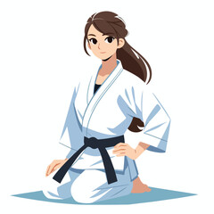 Vector image of a woman wearing a karate costume
