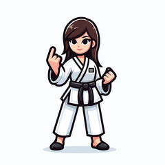 Vector image of a woman wearing a karate costume