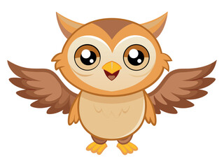 Cute cartoon owl with open wings