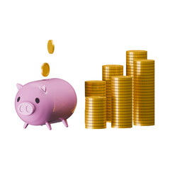 豚の貯金箱、コイン、金貨