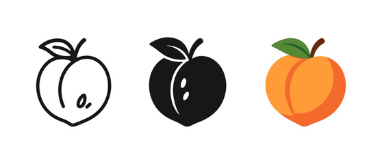 Minimalist peach designs in outline, silhouette, and color styles