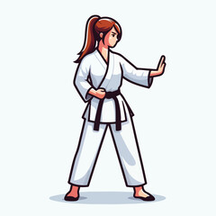 Vector image of a woman wearing a karate costume