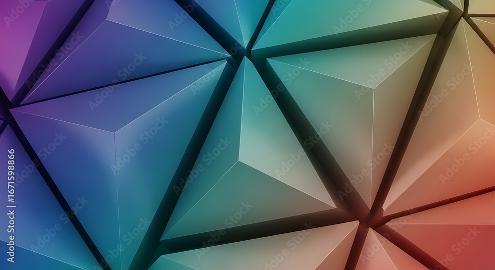 Aufkleber 3d abstract geometric polygonal background with vibrant gradient colors and faceted shapes