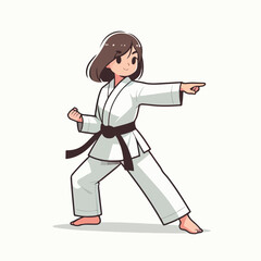 Vector image of a woman wearing a karate costume