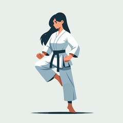 Vector image of a woman wearing a karate costume