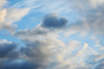 Beautiful storm clouds on a summer night with pinks and blues.