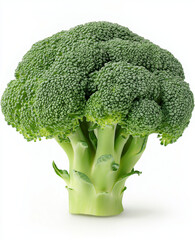 Fresh green broccoli isolated on white background, healthy organic vegetable rich in vitamins, raw food for diet and nutrition