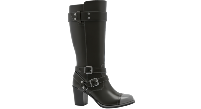 Isolated Black Leather Boot
