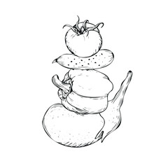 Stack of Vegetables Hand Drawn Sketch