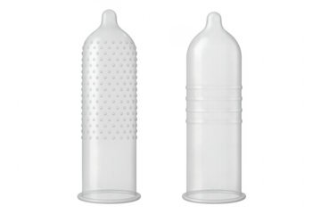 Two types of condoms isolated on transparent background, promoting safe sex and disease prevention