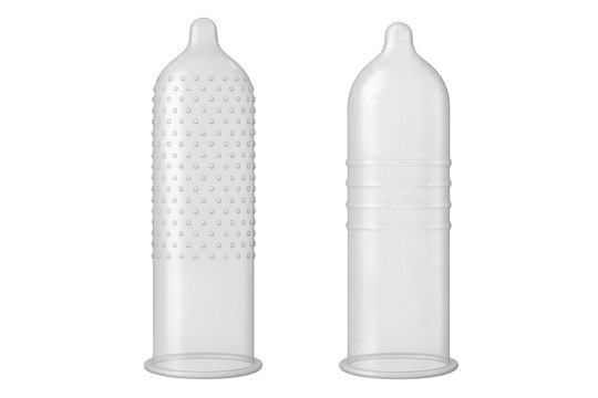 Two types of condoms isolated on transparent background, promoting safe sex and disease prevention