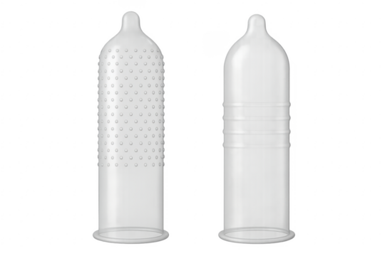 Two types of condoms isolated on transparent background, promoting safe sex and disease prevention