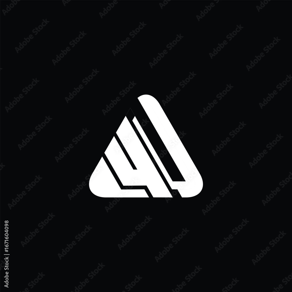 Poster modern triangular monogram logo with bold geometric lines and abstract style. perfect for corporate 