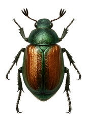Garden chafer beetle with bronze and green body