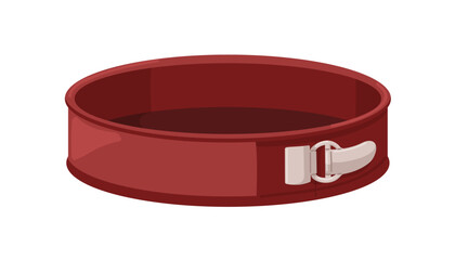 Springform pan, baking dish, round shape. Detachable metal mold for cake, cheesecake, tart cooking. Bakeware, kitchen tool, cook utensil. Flat vector illustration isolated on white background