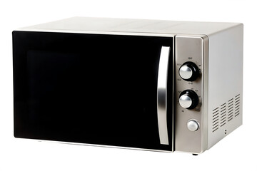 Obraz premium Silver microwave oven with door isolated on a transparent background kitchen appliance