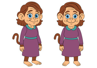 Vector cartoon design of a mother monkey character