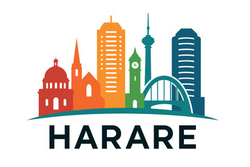 Obraz premium City skyline with iconic buildings and landmarks in Harare