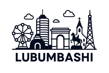 Naklejka premium City skyline with iconic buildings and landmarks in Lubumbashi