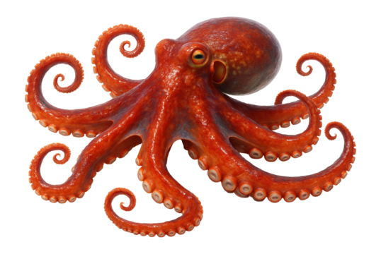 Octopus with eight arms and bulbous head
