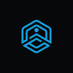 Abstract vector logo with geometric hexagon shape and modern line design in blue. Represents innovation, corporate identity, technology, teamwork, or professional services. Suitable for branding compa © mastinflowᵀᴹ