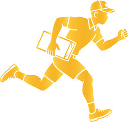 Golden Silhouette of Delivery Person Running