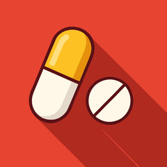 Flat Design Pill and Tablet Medication Remedy Treatment Illustration